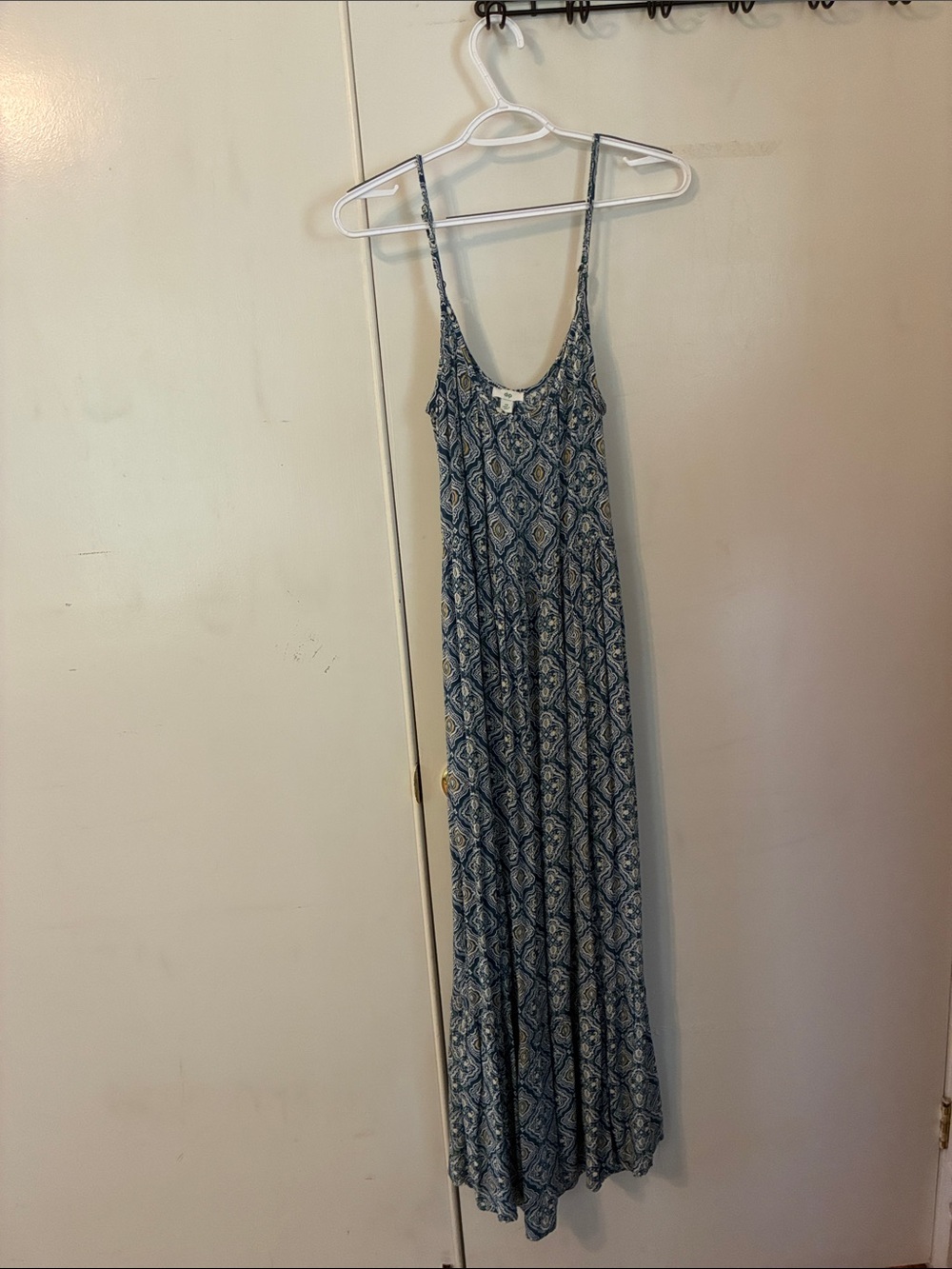 dip Blue Patterned Scoop-Neck Maxi Dress
